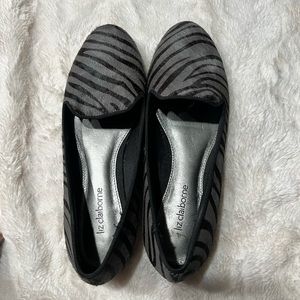 Liz Claiborne Grey & Black Animal Calf Hair Size 7 1/2 Loafer